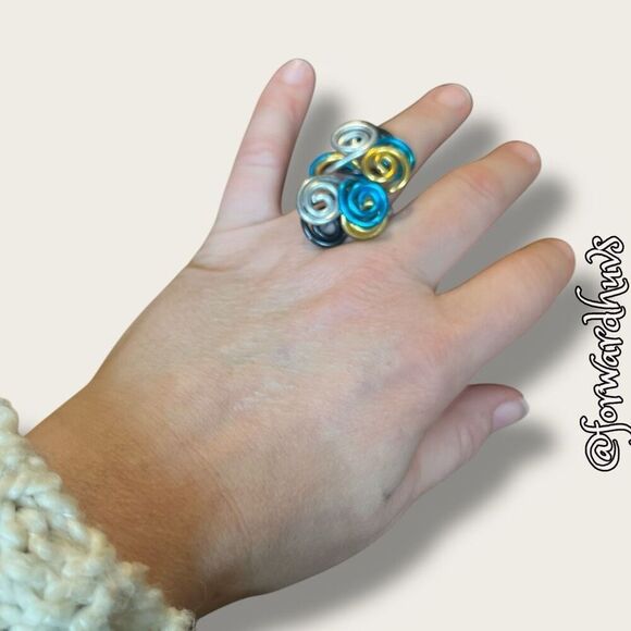 Bundle Sale 3 for $15 | Handmade Twisted Metal Adjustable Ring - Picture 1 of 8